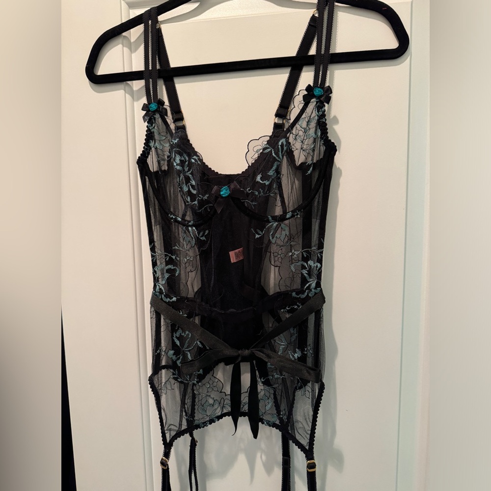 Agent Provocateur Black and Teal Lingerie Set